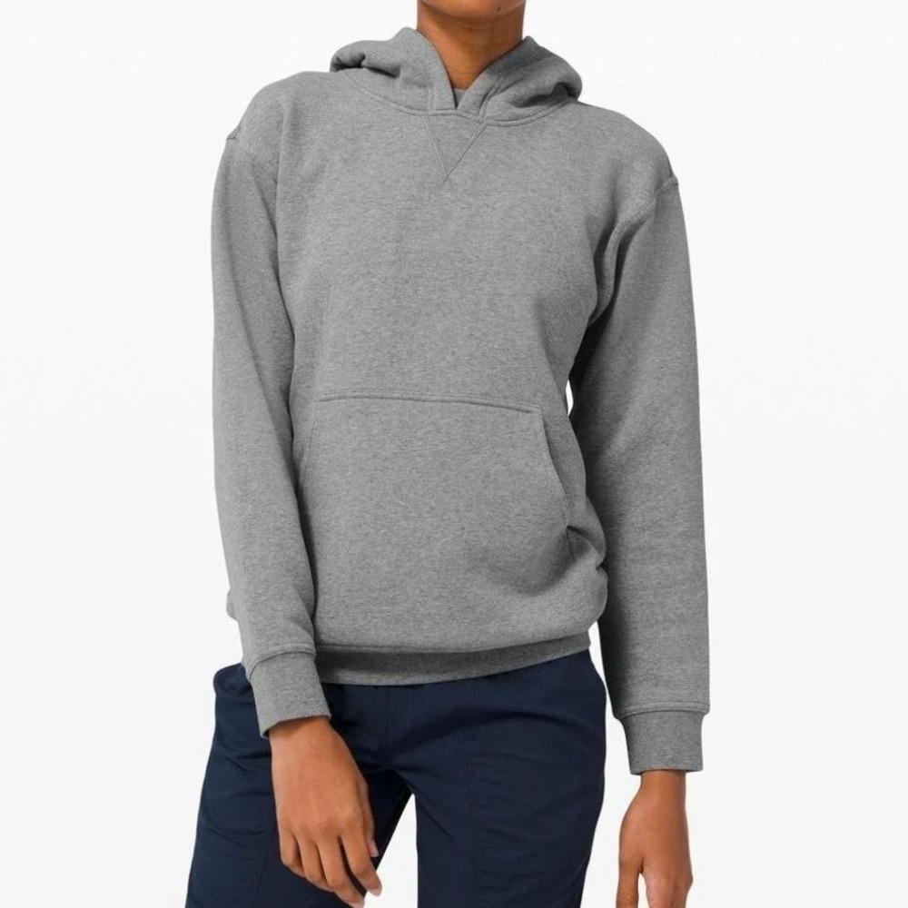 Lululemon All Yours Hoodie Grey‎ Heathered Pullover Fleece Sweatshirt Size 8